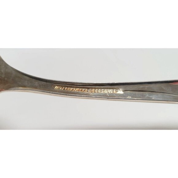 Vintage 1962 International Deep Silver 9" Serving Spoon & Fork Anniversary Rose - Picture 8 of 8